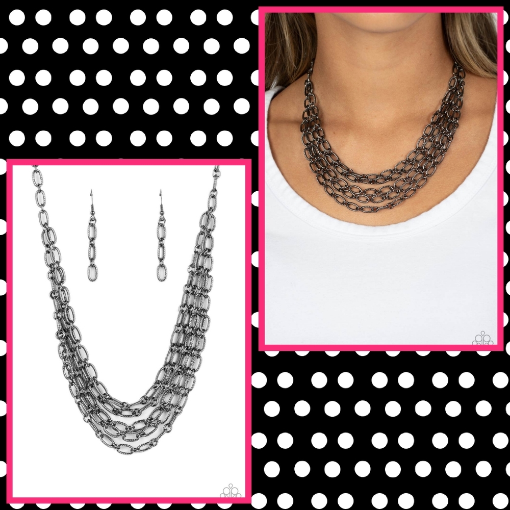 2/$10 Paparazzi House of CHAIN - Black Necklace